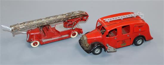 Two fire engines (Tri-Ang Mimic and French Dinky Citroen Tri-Ang 15cm long x 5.5cm high